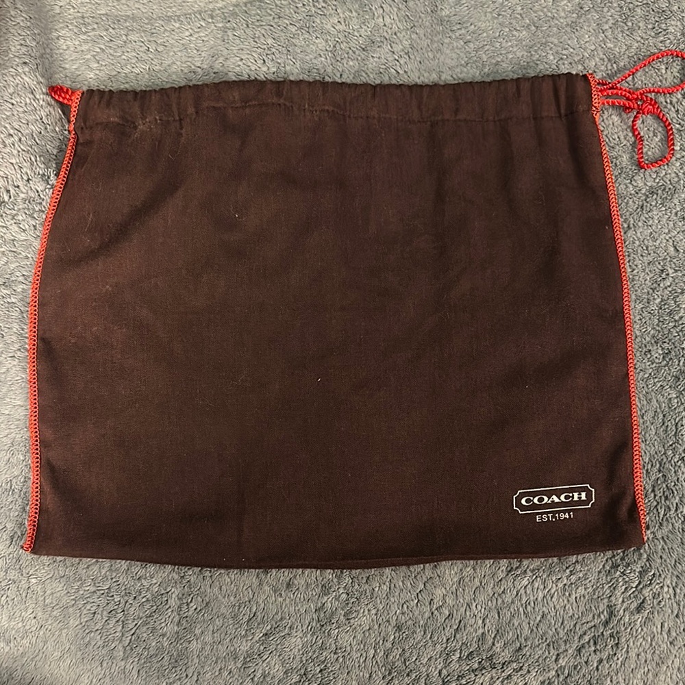 Coach Brown Dust bag with Red Trim